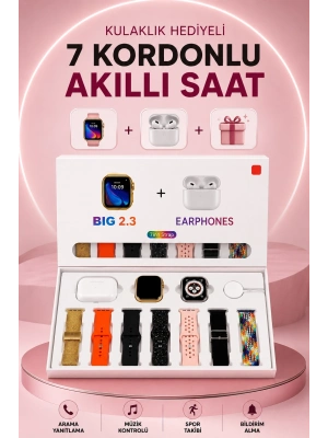 Akıllı Saat Bluetooth Kulaklık Hediyeli Bildirim Görme Sesli Görüşme Çoklu Kordon