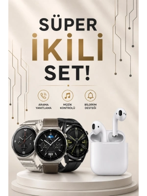 Akıllı Saat ve Kulaklık Seti Dokunmatik Ekran 5.0 Bluetooth Bağlantılı Sesli Görüşme