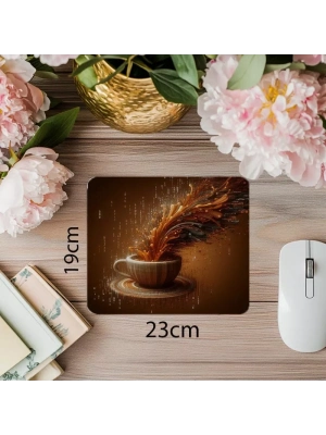 Akışkan Kod Hattı ve Kahve Damlası Mousepad - 19x23 cm 2 mm Dikdörtgen İthal Baskılı Mouse Pad