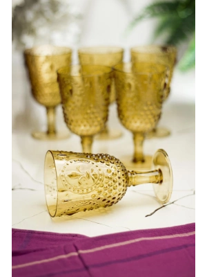 Akrilik Amber 6lı Kadeh & Su Meşrubat Kahve Yanı Bardağı 450 ml ( Cam Değildir )