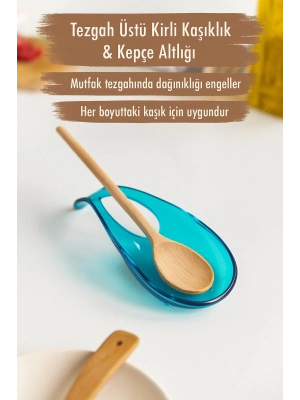 Akrilik Aquamarin Tezgah Üstü Kirli Kaşıklık & Kepçe Altlığı
