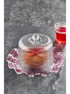 Akrilik Barok Mürdüm Renk Kek Fanus & Kek Saklama Kabı & Şık Sunum Organizeri 26 Cm