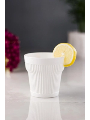 Akrilik Beyaz Tekli Kısa Bardak & Su Meşrubat Kahve Yanı Bardağı 300 ml ( Cam Değildir )