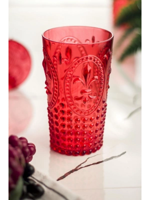 Akrilik Kırmızı Tekli Uzun Bardak & Su Meşrubat Bardağı 750 ml ( Büyük Boy & Cam Değildir )