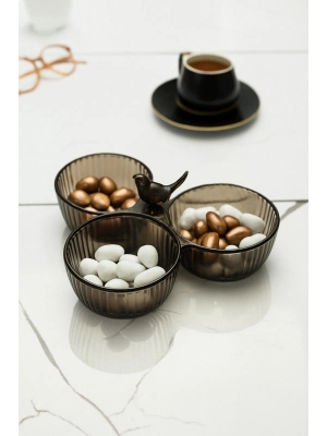 Akrilik Kuşlu Çerezlik Sunumluk Şekerlik Füme ( CAM & PORSELEN DEĞİLDİR )