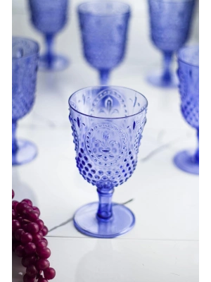 Akrilik Mavi Tekli Kadeh & Su Meşrubat Kahve Yanı Bardağı 450 ml ( Cam Değildir )