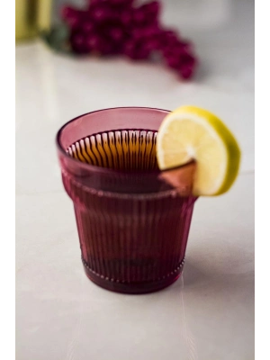 Akrilik Mürdüm 6lı Kısa Bardak & Su Meşrubat Kahve Yanı Bardağı 300 ml ( Cam Değildir )