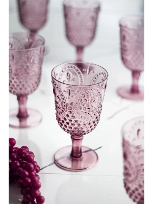 Akrilik Mürdüm Tekli Kadeh & Su Meşrubat Kahve Yanı Bardağı 450 ml ( Cam Değildir )