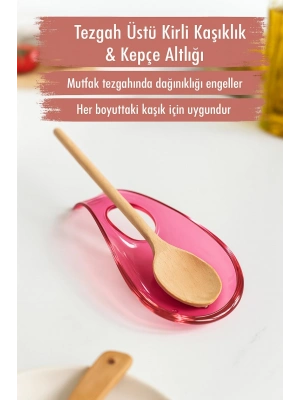 Akrilik Mürdüm Tezgah Üstü Kirli Kaşıklık & Kepçe Altlığı