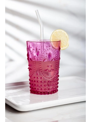 Akrilik Pembe Tekli Kısa Bardak & Su Meşrubat Kahve Yanı Bardağı 400 ml ( Cam Değildir )