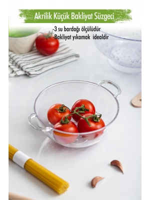 Akrilik Şeffaf Mini Pirinç Süzgeçi & Bakliyat Süzgeçi (3 Su Bardağı Ölçülü)