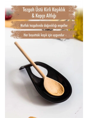 Akrilik Siyah Tezgah Üstü Kirli Kaşıklık & Kepçe Altlığı