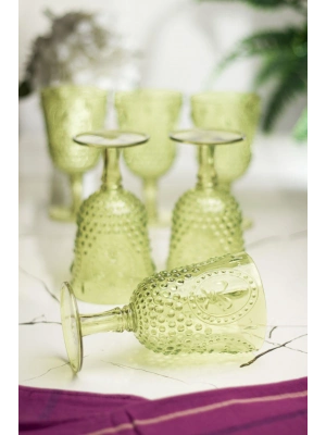 Akrilik Yeşil 6lı Kadeh & Su Meşrubat Kahve Yanı Bardağı 450 ml ( Cam Değildir )