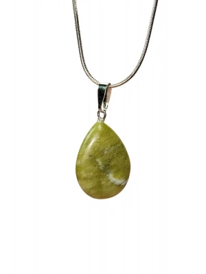 Akuamarin Doğal Taşı Zincirli El Yapımı Kolye Uç: 3 cm Zincir: 20 cm Kutulu