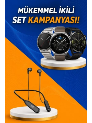 Alarm ve Titreşim Özellikli Akıllı Saat ve Mikrofonlu Kablolu Bluetooth Kulaklık 60 Saat