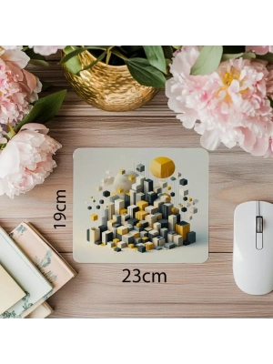 Altıgen Geometrik Kolaj Mousepad - 19x23 cm 2 mm Dikdörtgen İthal Baskılı Mouse Pad