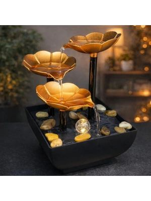 Altın Çiçek Tasarımlı LED Işıklı Su Şelalesi
