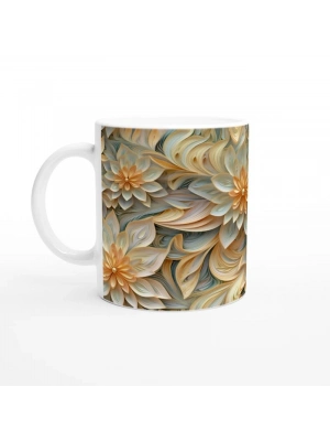 Altın Dalgalar Çiçek Desenli Kupa Bardak