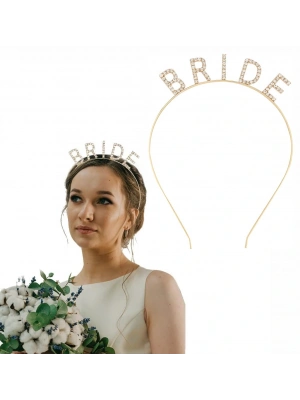 Altın Gold Renk Bekarlığa Veda Kristal Taş Bride Tacı İthal 16x10 Cm