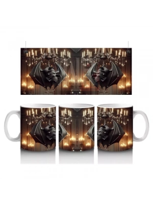 Altın Işıklarla Süslenmiş Cadı Kazanı ve Mumlar Temalı Cadılar Bayramı Baskılı Kupa