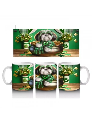 Altın Kazanında Oturan St. Patrick’s Temalı Beagle - Baskılı kahve kupası