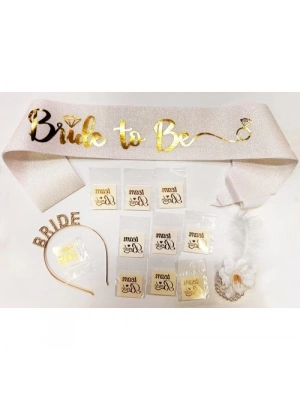 Altın Renk Bride Partisi Seti 13 Parça