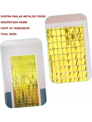 Altın Renk Disko Dikdörtgen Kesim Kapı Perdesi