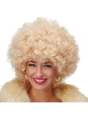 Altın Renk Kıvırcık Afro Parti Peruğu