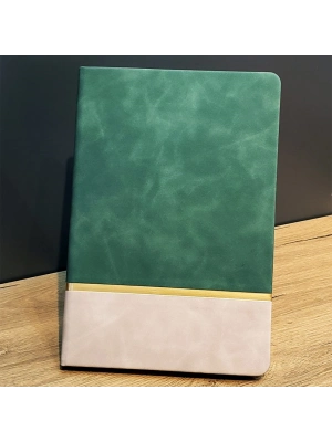 Altın Şeritli Yeşil Deri Not Defteri
