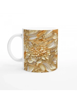 Altın Vurgulu Lüks Çiçekli Kupa Bardak