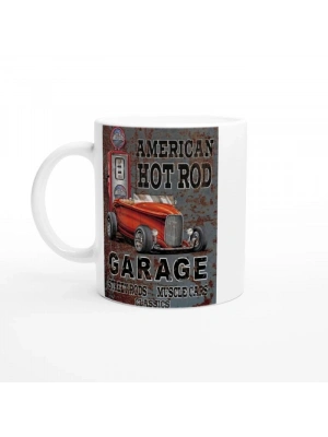 Amerikan Hot Rod ve Garaj Temalı Retro Kupa Bardak