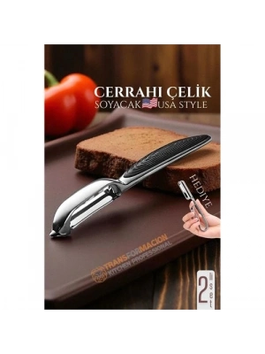 Amerikan Tip Soyacak Seti- Sebze Soyacağı Profesyonel Paslanmaz Çelik 2 li SET 722014