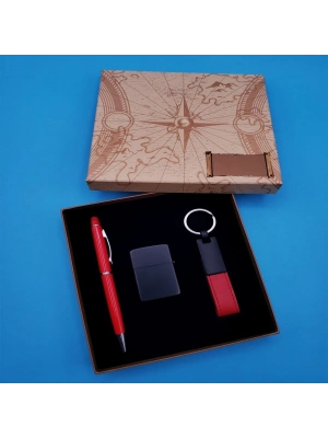 Anahtarlık Çakmak Ve Kalem Hediye Seti