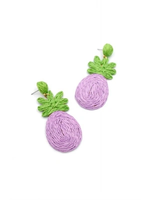 Ananas Hasır Küpe - Mor