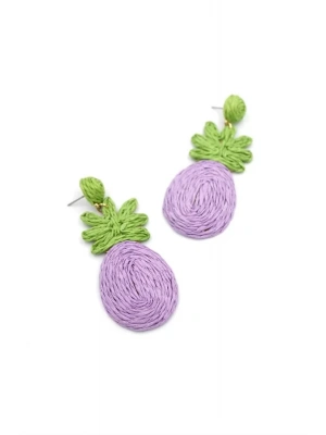 Ananas Hasır Küpe - Mor