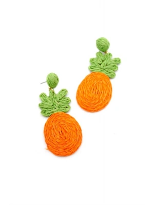 Ananas Hasır Küpe - Turuncu