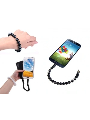 Android Boncuk Tasarımlı Bileklik Şeklinde Şarj Data Kablosu