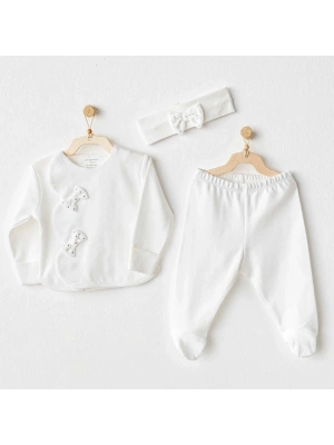 Andywawa AC25824 Chic Girl 3Lü Bebek Zıbın Takım Ekru