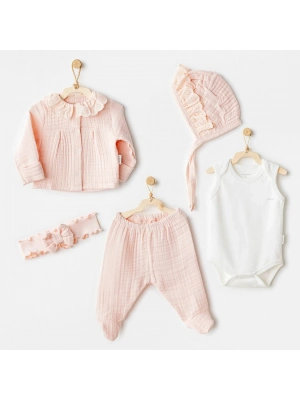 Andywawa AC25840 Natural Gift Müslin 5Li Hastane Çıkışı Salmon