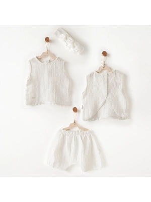 Andywawa AC26643 Baby Chic 3lü Takım Ekru