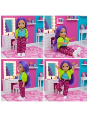 Ankiki Moda İkonu Bebek Figür 13 cm  - Mor Saçlı Hip-Hop Rüzgarı