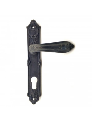 Antika Tarz Dekoratif Pirinç Çiçekli Banyo Kapı Kolu - 240x40 Mm, Oksit