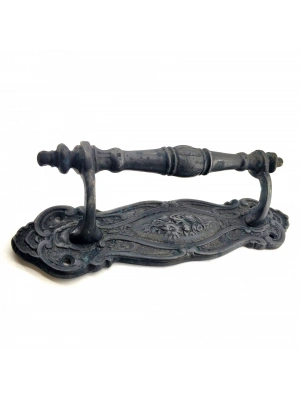 Antika Tarz Dekoratif Pirinç Çiçekli Yan Çekme Kapı Kolu - 240x62 Mm, Oksit