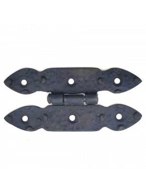 Antika Tarz Dekoratif Pirinç Düğmeli Menteşe - 117x57 Mm, Oksit
