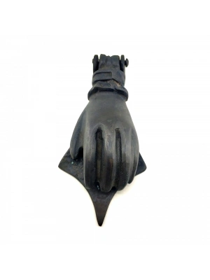 Antika Tarz Dekoratif Pirinç El Kapı Tokmağı, Taktak - 167x75 Mm, Oksit