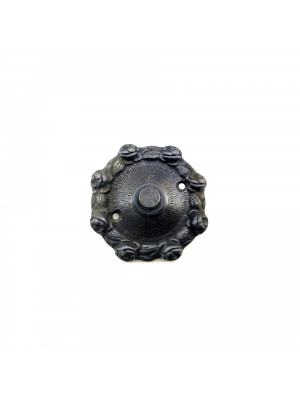 Antika Tarz Dekoratif Pirinç Güllü Kapı Zili - 75mm, Oksit