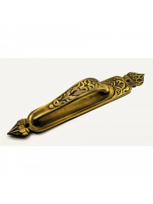 Antika Tarz Dekoratif Pirinç Kubbeli Çekme Kapı Kolu - 396x68 Mm, Antik