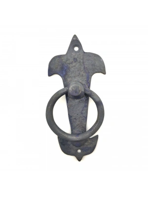 Antika Tarz Dekoratif Pirinç Lale Kapı Halkası - 165x70mm, Oksit