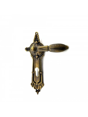 Antika Tarz Dekoratif Pirinç Şato Model Oda Kapı Kolu - 262x83 Mm, Antik