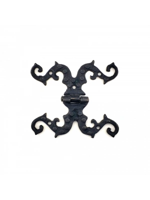 Antika Tarz Dekoratif Pirinç Süslü Menteşe - 100x90 Mm, Oksit